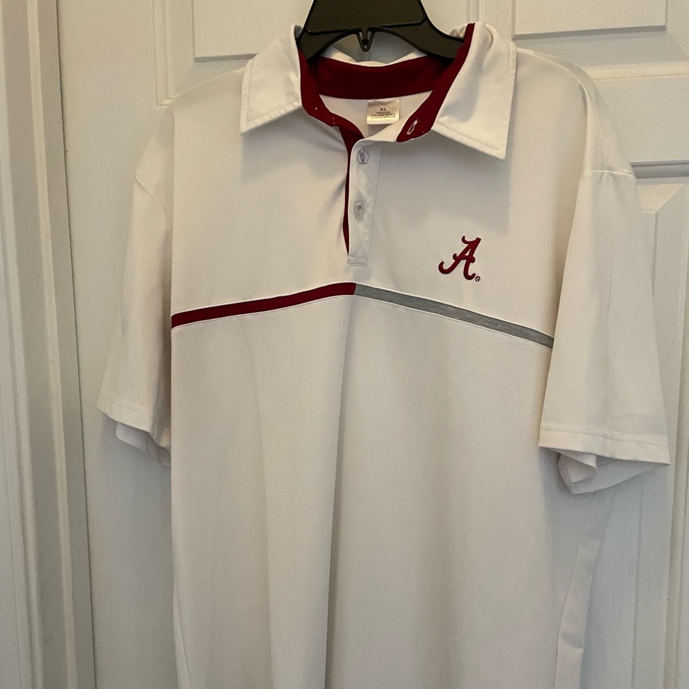 Alabama Men's White Polo Shirt with Red Accents